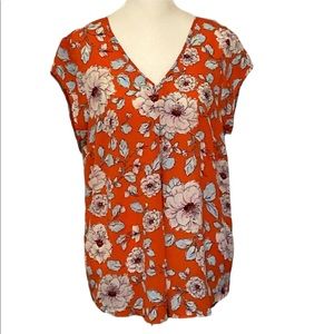 HALOGEN Nordstrom sleek orange floral dress top